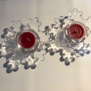 Crate & Barrel Snowflake Glass Tea Light Candle Holders (Sold Out)